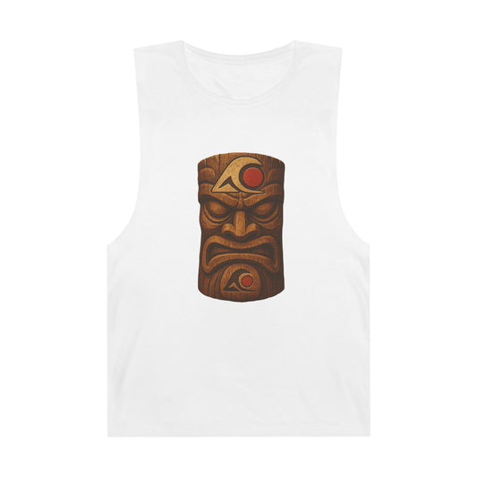 Unisex Tiki Tank Top, Summer Casual Wear, Tropical Vacation Shirt, Beach Party Attire, Outdoor Festival Clothing
