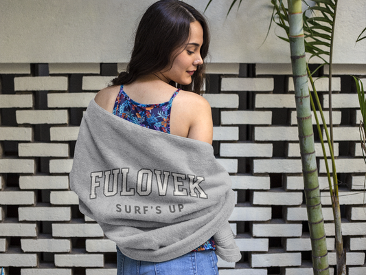 Fulovek Surf's Up Beach Towel grey - Fun & Stylish for Summer Adventures