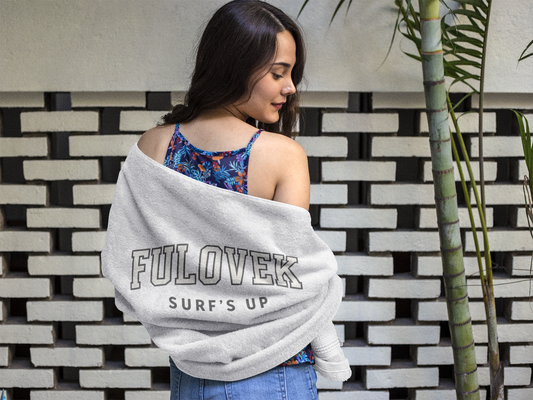 Fulovek Surf's Up Beach Towel white - Fun & Stylish for Summer Adventures