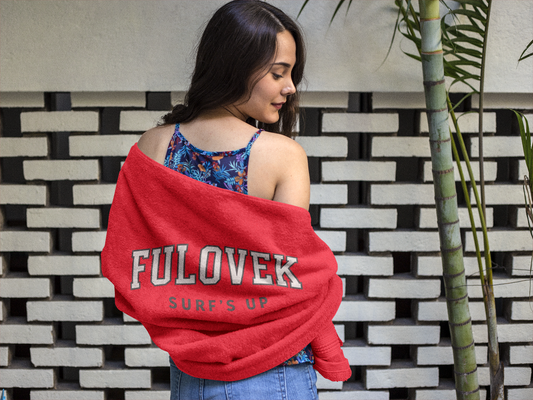 Fulovek Surf's Up Beach Towel red - Fun & Stylish for Summer Adventures