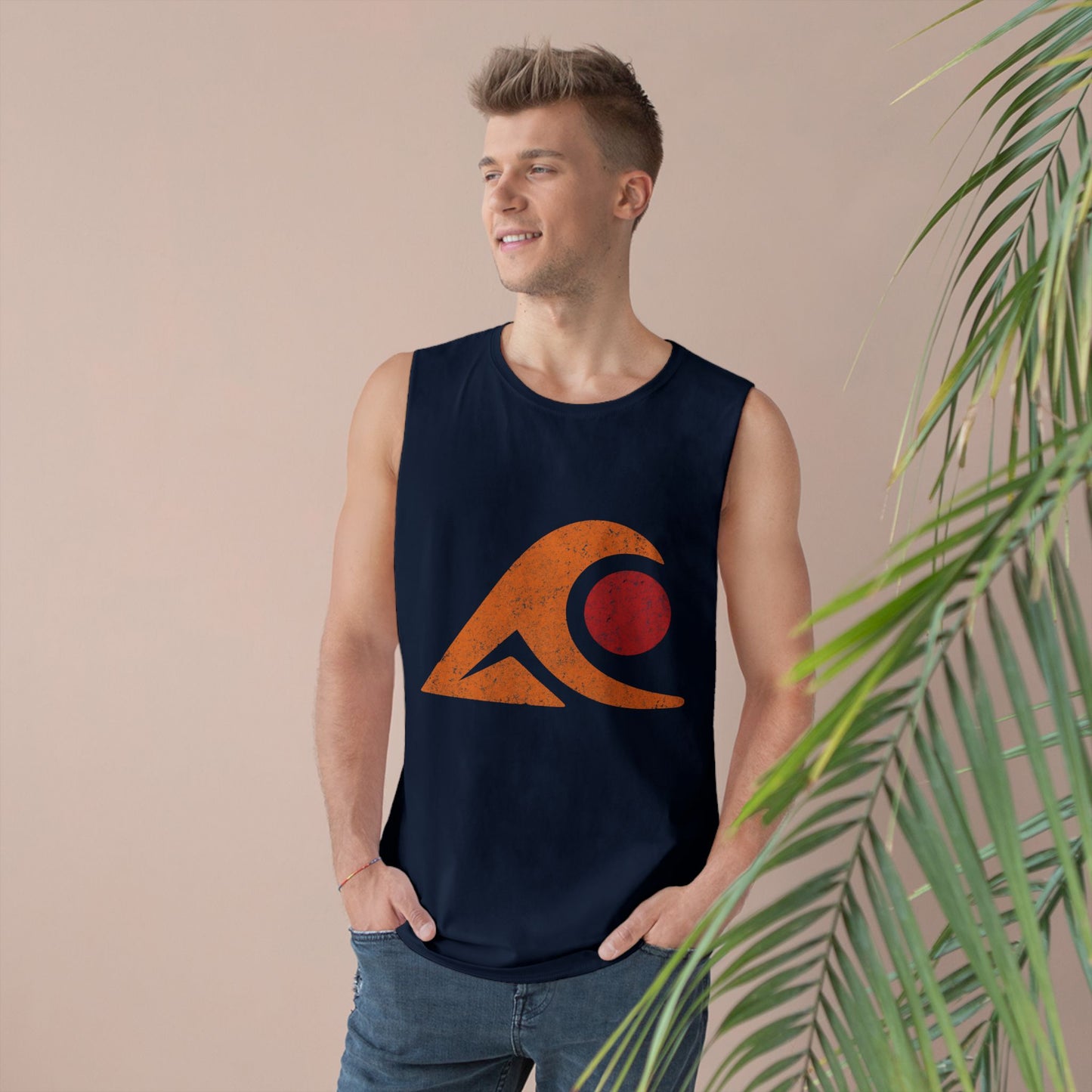 FULOVEK - Unisex Tank Top with Retro Wave Design, Summer Fitness Shirt, Beach Workout Top, Casual Outfit Essential, Gift for Outdoor Lovers