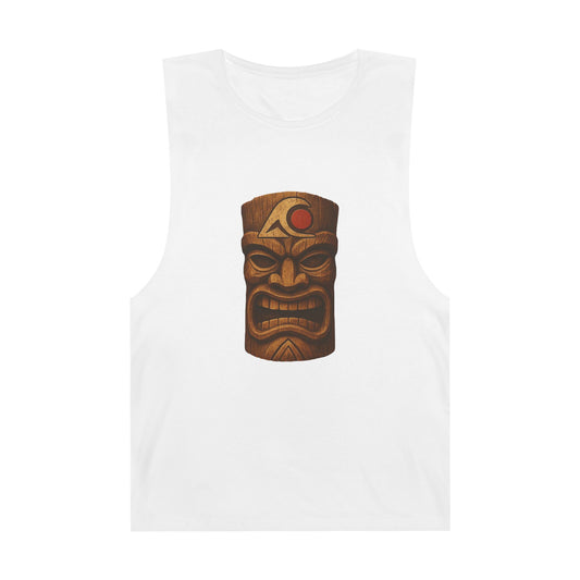 Unisex Tiki Tank Top, Summer Casual Wear, Tropical Vacation Shirt, Beach Party Attire, Outdoor Festival Clothing