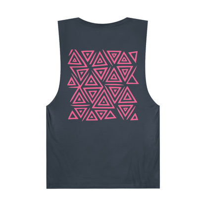 FULOVEK - Unisex Barnard Geometric Tribal PINK Tank Top | Casual Summer Wear, Beach Attire, Workout Shirt, Graphic Tee, Gift for Friends