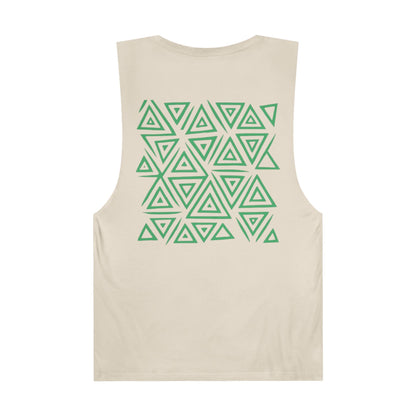 FULOVEK - Unisex Barnard Geometric Tribal GREEN Tank Top | Casual Summer Wear, Beach Attire, Workout Shirt, Graphic Tee, Gift for Friends