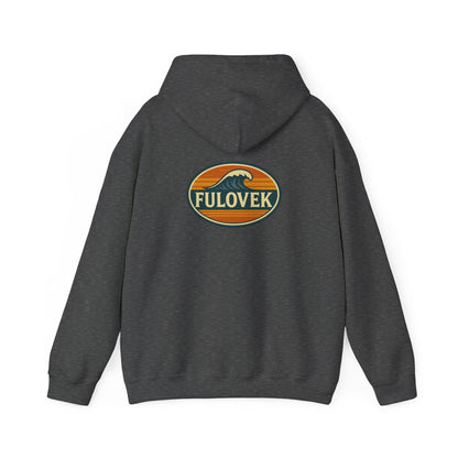 FULOVEK - Vintage Wave Logo Unisex Hoodie, Cozy Gift for Friends, Surf Culture Apparel, Casual Streetwear, Perfect for All Seasons