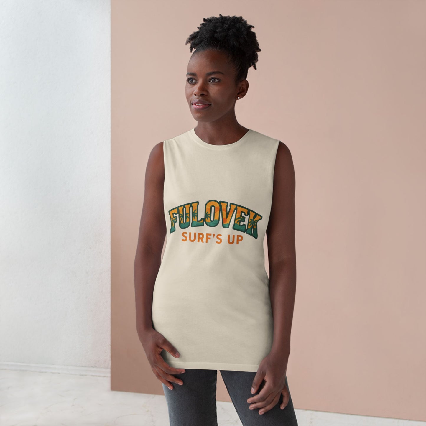 FULOVEK - Unisex Surf's Up Tank Top - Relaxed Casual Style for Beach Lovers