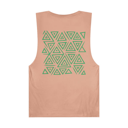 FULOVEK - Unisex Barnard Geometric Tribal GREEN Tank Top | Casual Summer Wear, Beach Attire, Workout Shirt, Graphic Tee, Gift for Friends