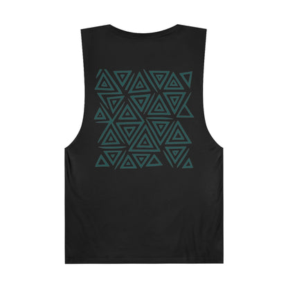FULOVEK - Unisex Barnard Geometric Tribal DARK GREEN Tank Top | Casual Summer Wear, Beach Attire, Workout Shirt, Graphic Tee, Gift for Friends