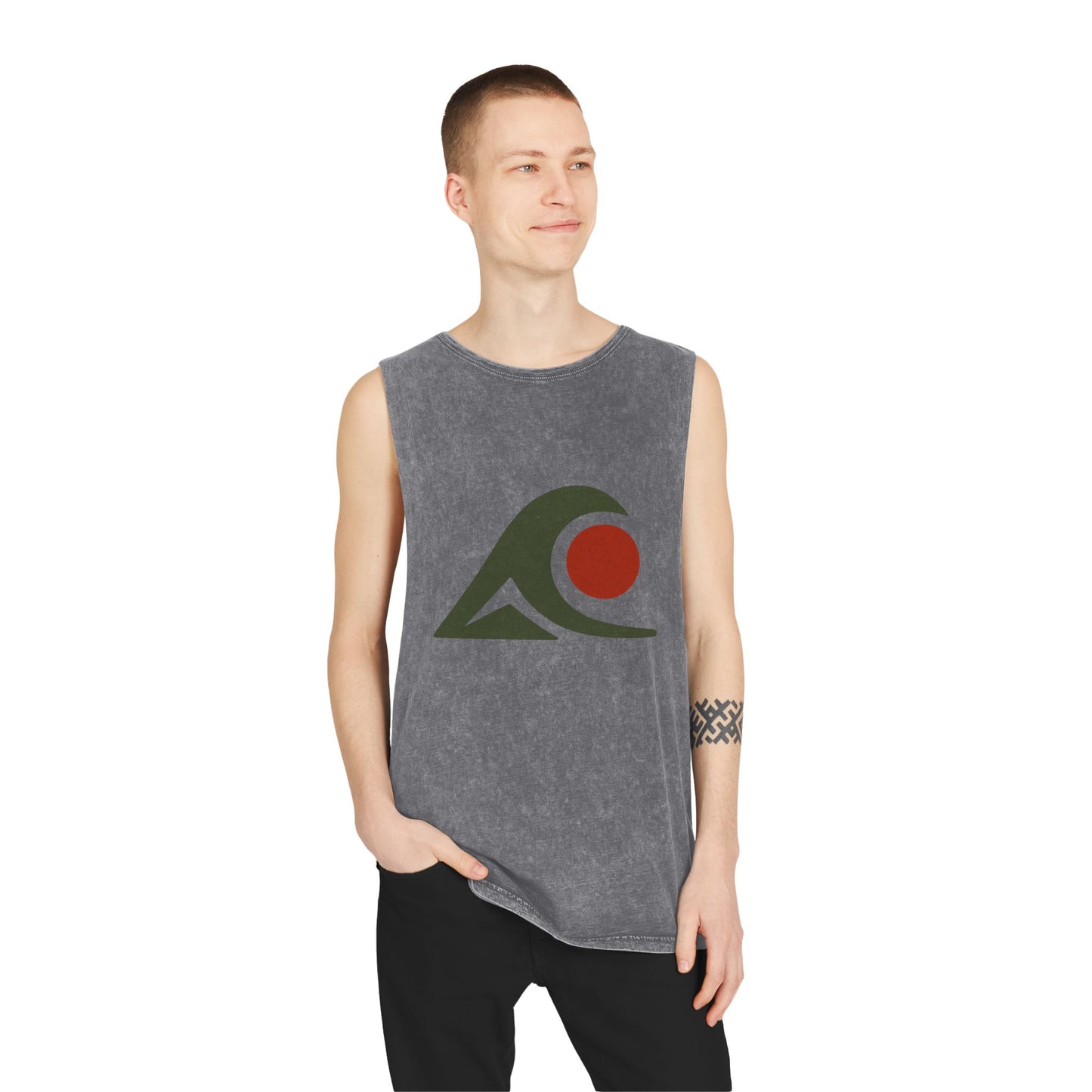 Unisex Stonewash Graphic Tank Top - Vibrant Retro Wave Design, Summer Beachwear, Casual Layering, Gift for Outdoor Lovers, Trendy [...]