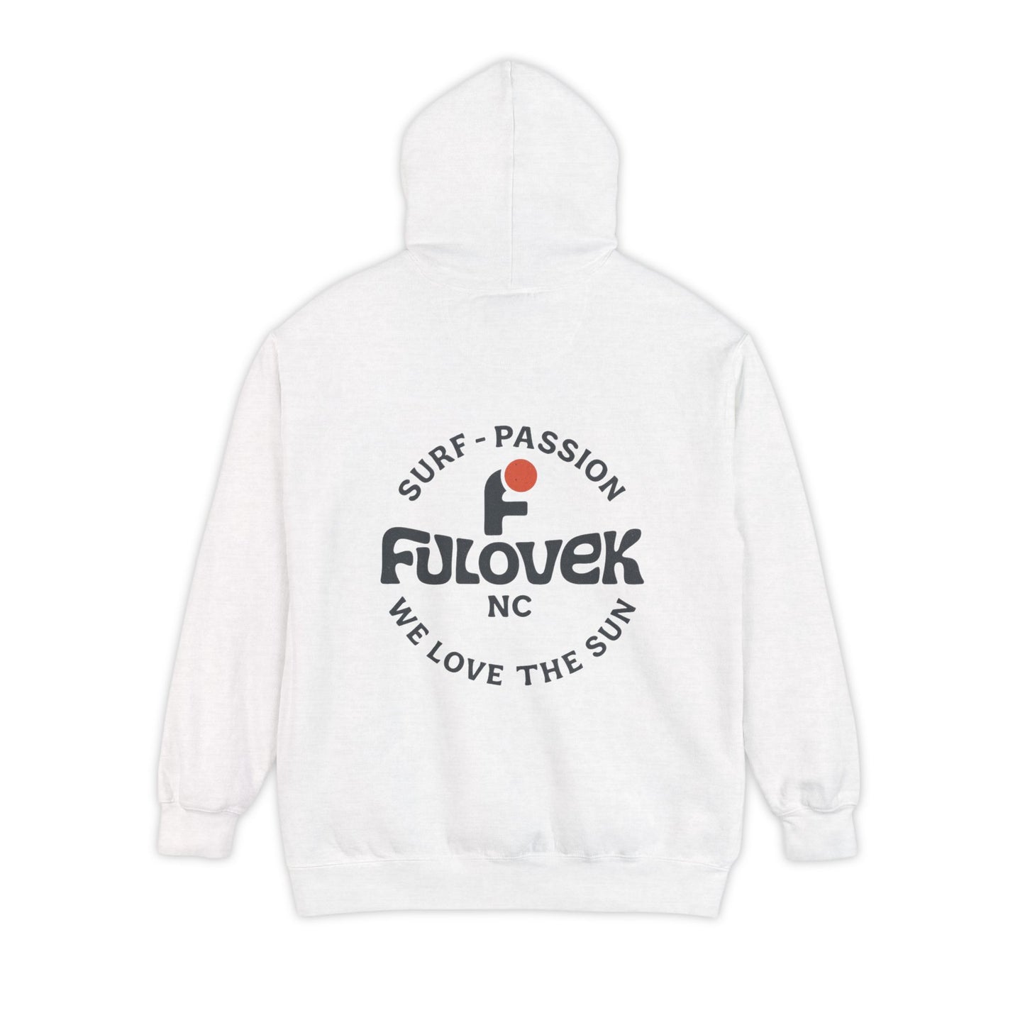 FULOVEK - Unisex Garment-Dyed Hoodie - Surf Passion, Casual Hoodie for Beach Lovers, Summer Apparel, Gift for Surfers, Travel Clothing