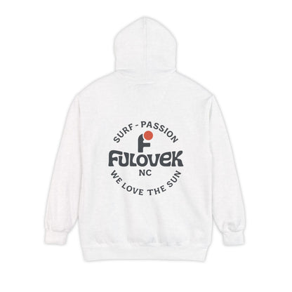 FULOVEK - Unisex Garment-Dyed Hoodie - Surf Passion, Casual Hoodie for Beach Lovers, Summer Apparel, Gift for Surfers, Travel Clothing