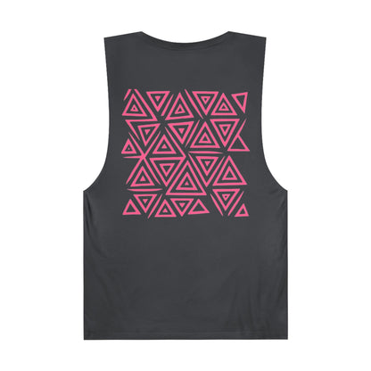 FULOVEK - Unisex Barnard Geometric Tribal PINK Tank Top | Casual Summer Wear, Beach Attire, Workout Shirt, Graphic Tee, Gift for Friends