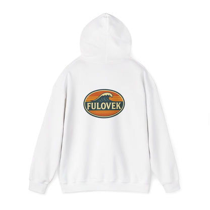 FULOVEK - Vintage Wave Logo Unisex Hoodie, Cozy Gift for Friends, Surf Culture Apparel, Casual Streetwear, Perfect for All Seasons