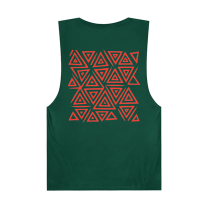 FULOVEK - Unisex Barnard Geometric Tribal RED Tank Top | Casual Summer Wear, Beach Attire, Workout Shirt, Graphic Tee, Gift for Friends
