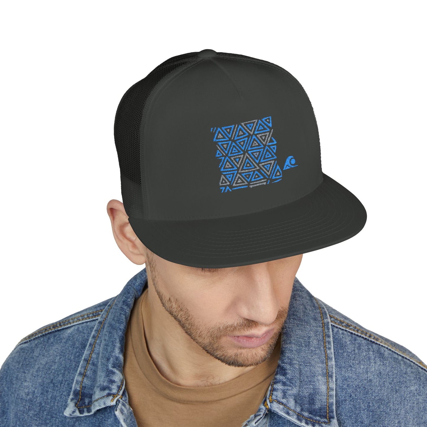 FULOVEK - Tribal Bohemian Embroidered 5 Panel Trucker Cap, Casual Streetwear Hat, Festival Accessory, Summer Fashion, Unique Gift Idea