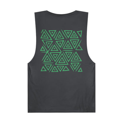 FULOVEK - Unisex Barnard Geometric Tribal GREEN Tank Top | Casual Summer Wear, Beach Attire, Workout Shirt, Graphic Tee, Gift for Friends
