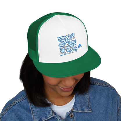 FULOVEK - Tribal Bohemian Embroidered 5 Panel Trucker Cap, Casual Streetwear Hat, Festival Accessory, Summer Fashion, Unique Gift Idea