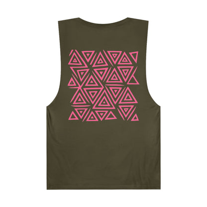 FULOVEK - Unisex Barnard Geometric Tribal PINK Tank Top | Casual Summer Wear, Beach Attire, Workout Shirt, Graphic Tee, Gift for Friends