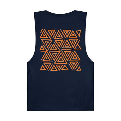 FULOVEK - Unisex Barnard Geometric Tribal ORANGE Tank Top | Casual Summer Wear, Beach Attire, Workout Shirt, Graphic Tee, Gift for Friends