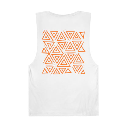 FULOVEK - Unisex Barnard Geometric Tribal ORANGE Tank Top | Casual Summer Wear, Beach Attire, Workout Shirt, Graphic Tee, Gift for Friends