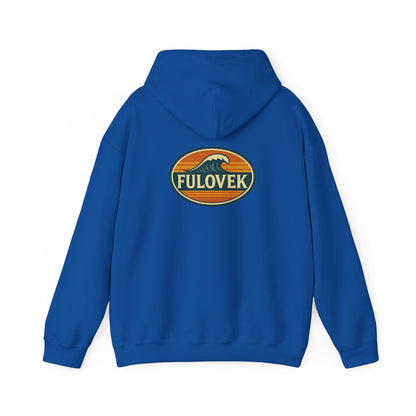 FULOVEK - Vintage Wave Logo Unisex Hoodie, Cozy Gift for Friends, Surf Culture Apparel, Casual Streetwear, Perfect for All Seasons