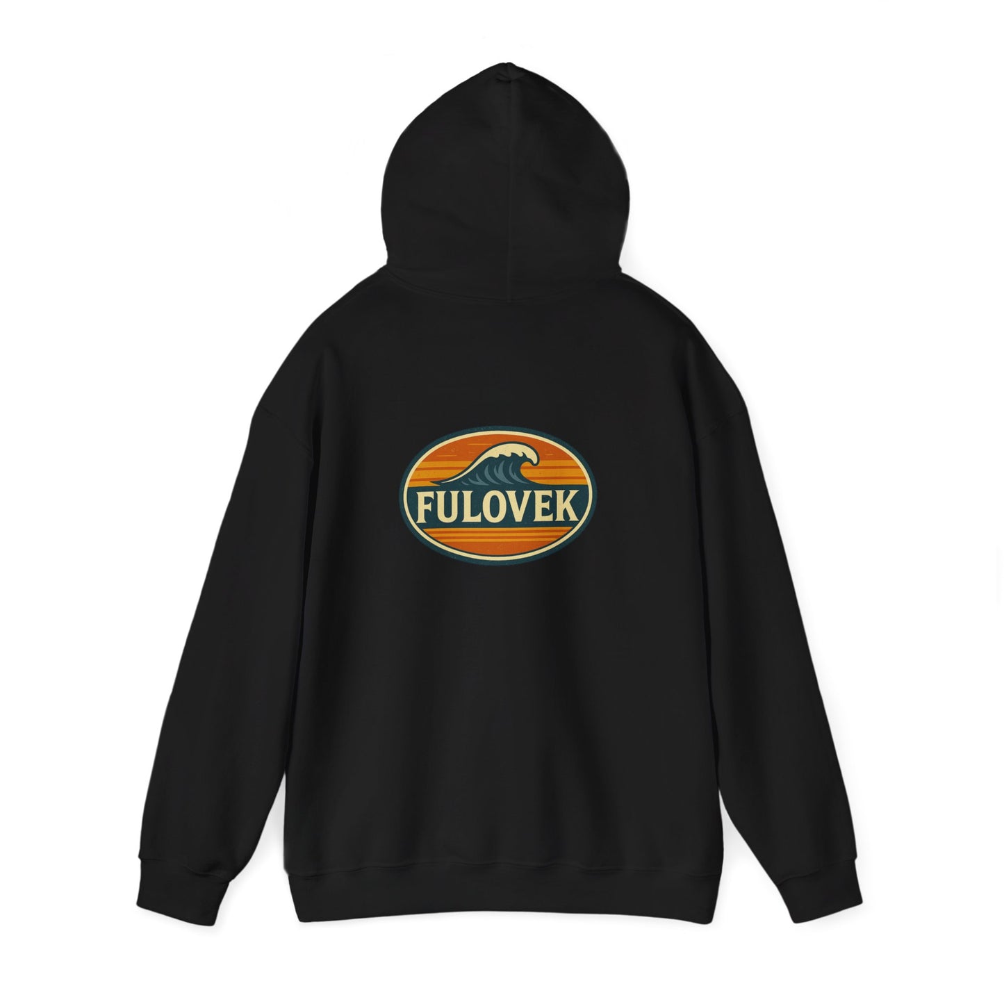 FULOVEK - Vintage Wave Logo Unisex Hoodie, Cozy Gift for Friends, Surf Culture Apparel, Casual Streetwear, Perfect for All Seasons