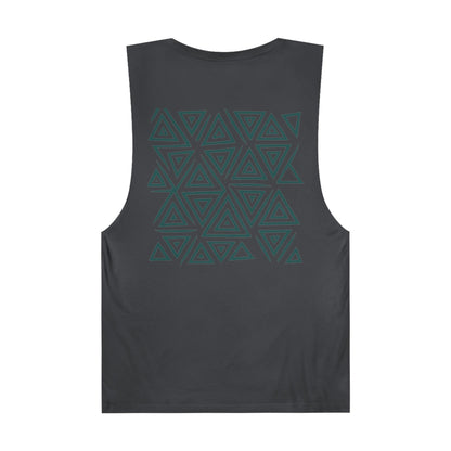 FULOVEK - Unisex Barnard Geometric Tribal DARK GREEN Tank Top | Casual Summer Wear, Beach Attire, Workout Shirt, Graphic Tee, Gift for Friends