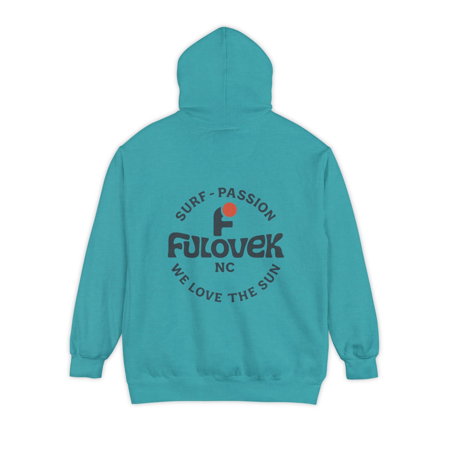 FULOVEK - Unisex Garment-Dyed Hoodie - Surf Passion, Casual Hoodie for Beach Lovers, Summer Apparel, Gift for Surfers, Travel Clothing