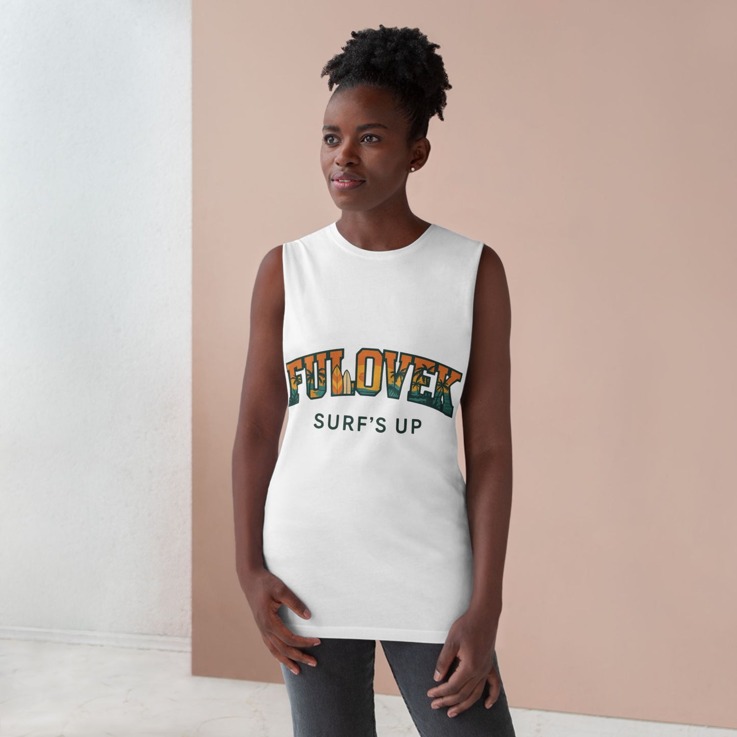 FULOVEK - Unisex Surf's Up Tank Top - Relaxed Casual Style for Beach Lovers