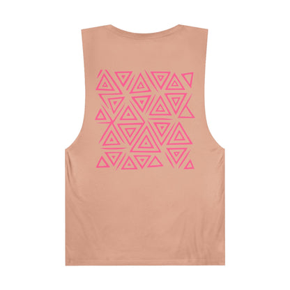 FULOVEK - Unisex Barnard Geometric Tribal PINK Tank Top | Casual Summer Wear, Beach Attire, Workout Shirt, Graphic Tee, Gift for Friends