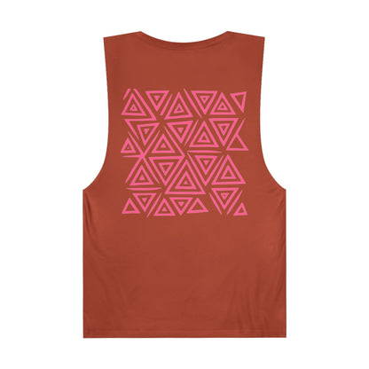 FULOVEK - Unisex Barnard Geometric Tribal PINK Tank Top | Casual Summer Wear, Beach Attire, Workout Shirt, Graphic Tee, Gift for Friends
