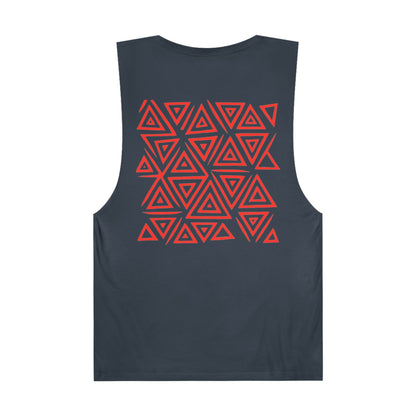 FULOVEK - Unisex Barnard Geometric Tribal RED Tank Top | Casual Summer Wear, Beach Attire, Workout Shirt, Graphic Tee, Gift for Friends
