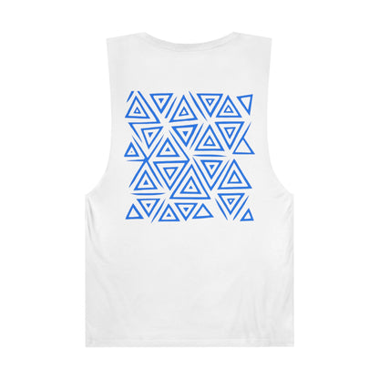 FULOVEK - Unisex Barnard Geometric Tribal BLUE Tank Top | Casual Summer Wear, Beach Attire, Workout Shirt, Graphic Tee, Gift for Friends
