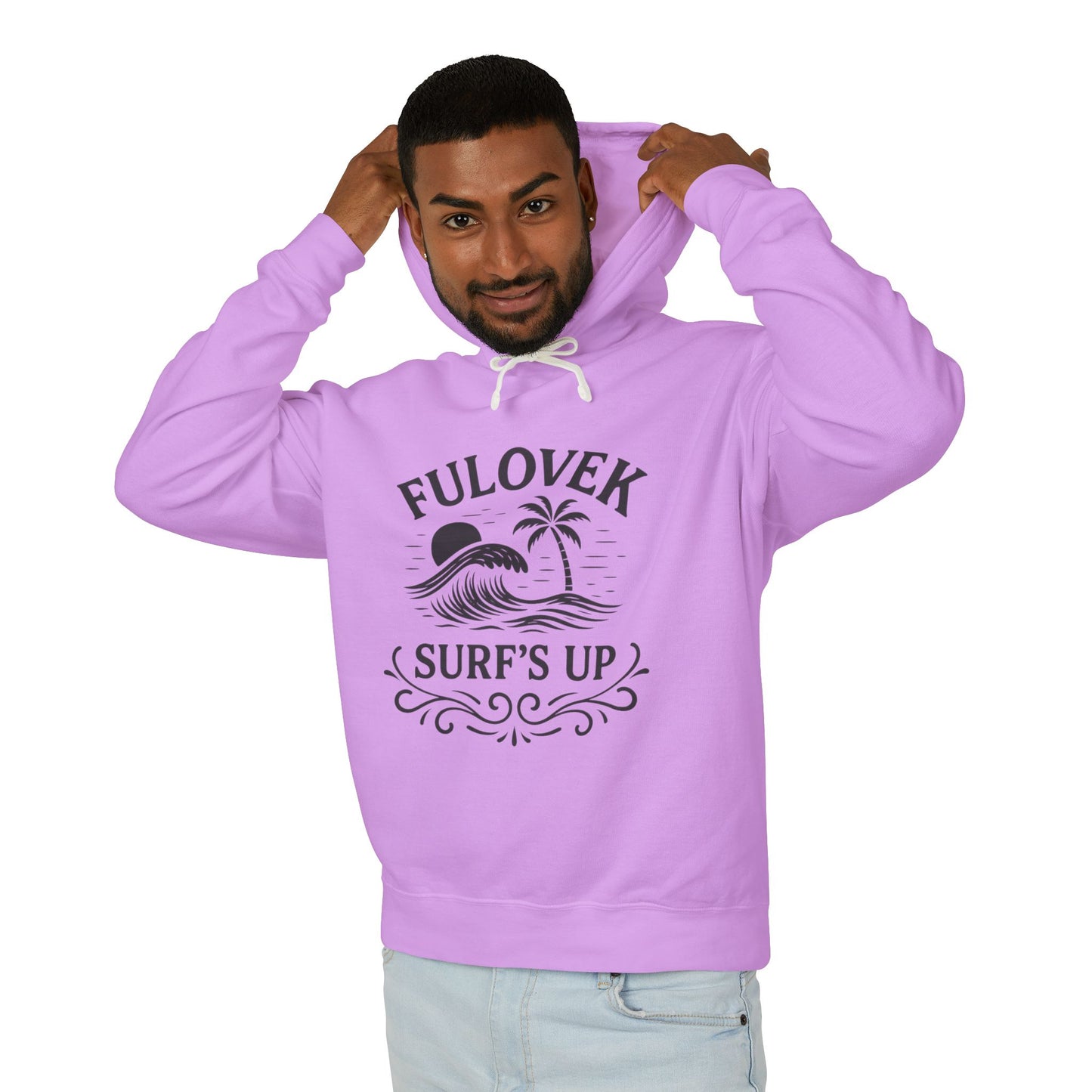 FULOVEK - Surf's Up Unisex Hooded Sweatshirt - Beach Vibes Apparel, Casual Wear, Gift for Surfers, Summer Fashion, Comfortable Lightweight Hoodie