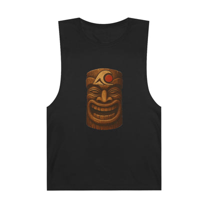 Unisex Tiki Tank Top, Summer Casual Wear, Tropical Vacation Shirt, Beach Party Attire, Outdoor Festival Clothing
