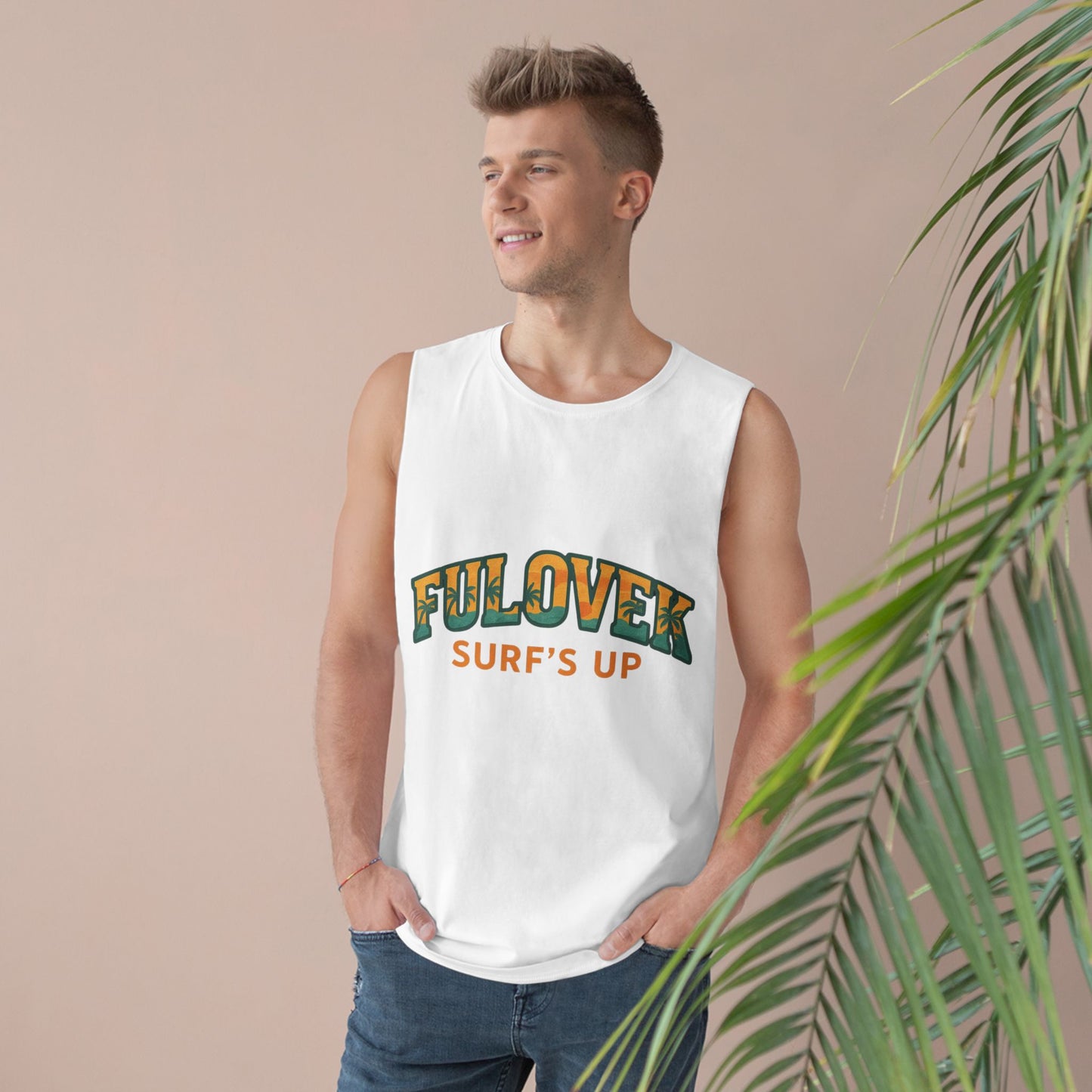 FULOVEK - Unisex Surf's Up Tank Top - Relaxed Casual Style for Beach Lovers