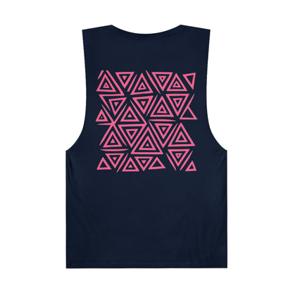 FULOVEK - Unisex Barnard Geometric Tribal PINK Tank Top | Casual Summer Wear, Beach Attire, Workout Shirt, Graphic Tee, Gift for Friends