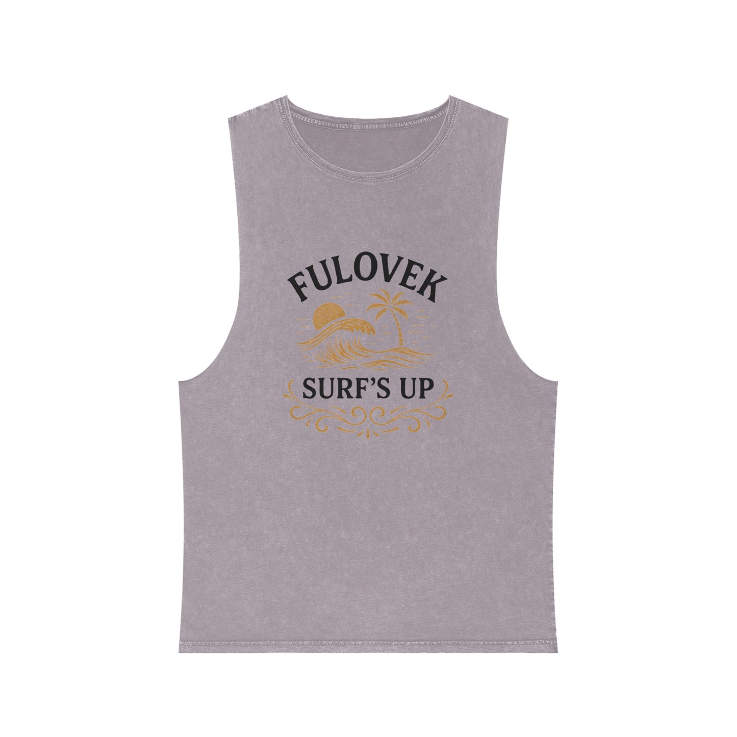 FULOVEK - Unisex Stonewash Tank Top - Surf's Up Design for Beach Lovers