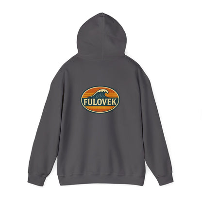 FULOVEK - Vintage Wave Logo Unisex Hoodie, Cozy Gift for Friends, Surf Culture Apparel, Casual Streetwear, Perfect for All Seasons