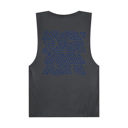 FULOVEK - Unisex Barnard Geometric Tribal DARK BLUE Tank Top | Casual Summer Wear, Beach Attire, Workout Shirt, Graphic Tee, Gift for Friends