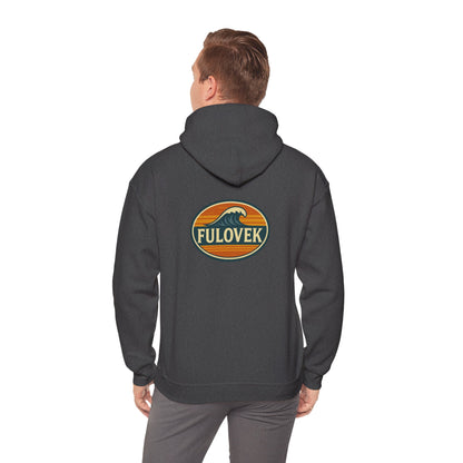 FULOVEK - Vintage Wave Logo Unisex Hoodie, Cozy Gift for Friends, Surf Culture Apparel, Casual Streetwear, Perfect for All Seasons