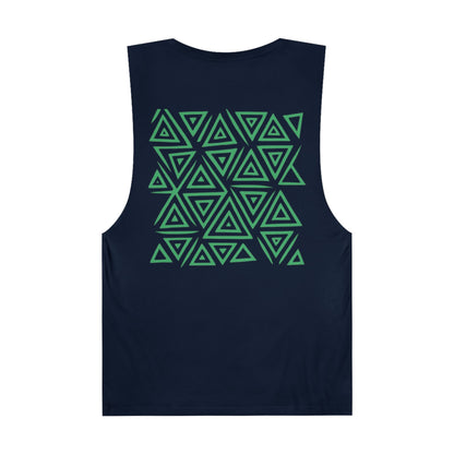 FULOVEK - Unisex Barnard Geometric Tribal GREEN Tank Top | Casual Summer Wear, Beach Attire, Workout Shirt, Graphic Tee, Gift for Friends