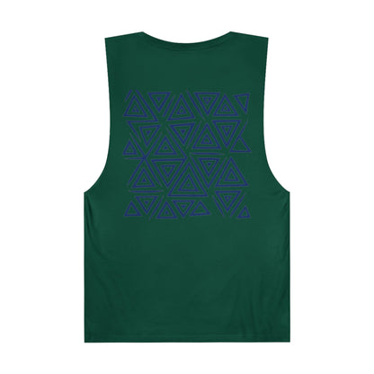 FULOVEK - Unisex Barnard Geometric Tribal DARK BLUE Tank Top | Casual Summer Wear, Beach Attire, Workout Shirt, Graphic Tee, Gift for Friends