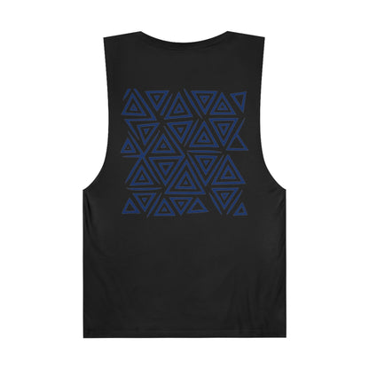 FULOVEK - Unisex Barnard Geometric Tribal DARK BLUE Tank Top | Casual Summer Wear, Beach Attire, Workout Shirt, Graphic Tee, Gift for Friends