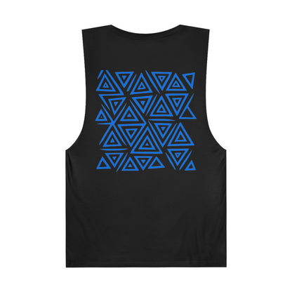 FULOVEK - Unisex Barnard Geometric Tribal BLUE Tank Top | Casual Summer Wear, Beach Attire, Workout Shirt, Graphic Tee, Gift for Friends