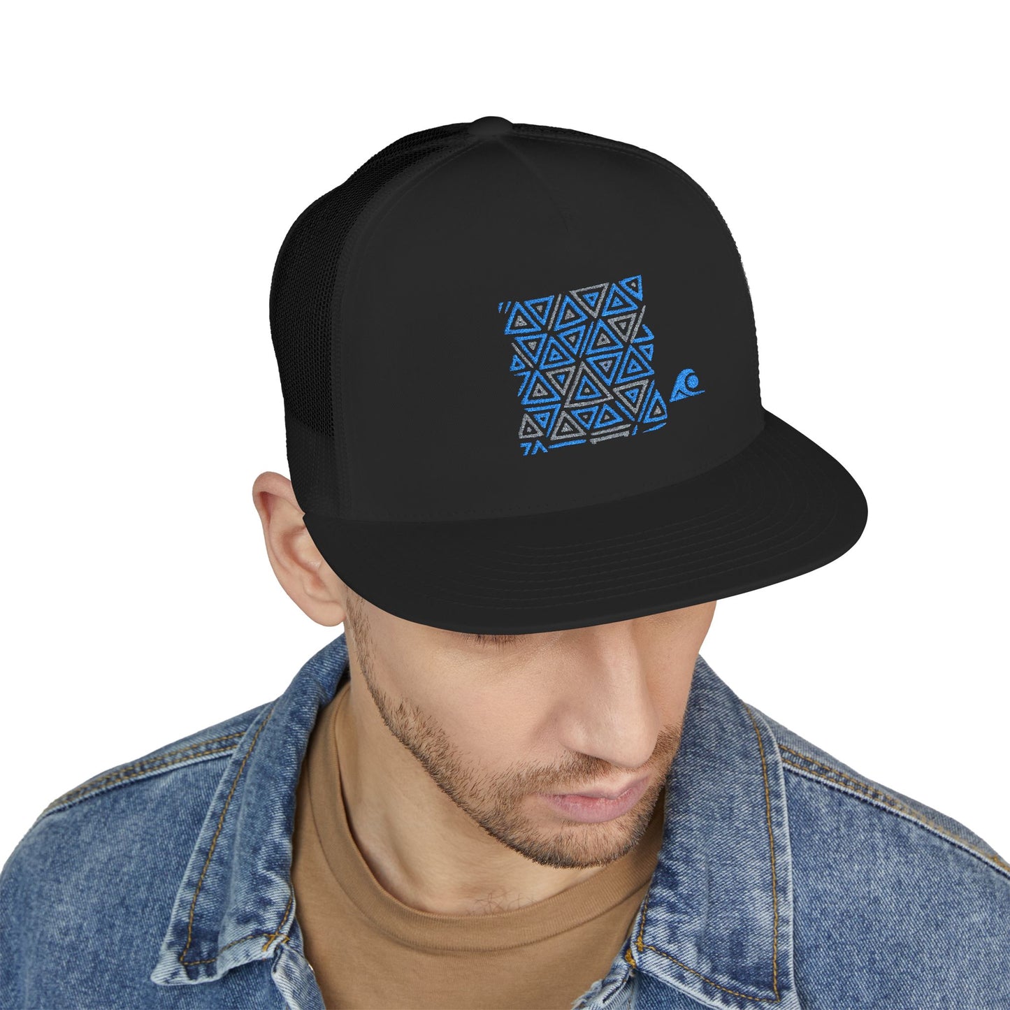 FULOVEK - Tribal Bohemian Embroidered 5 Panel Trucker Cap, Casual Streetwear Hat, Festival Accessory, Summer Fashion, Unique Gift Idea