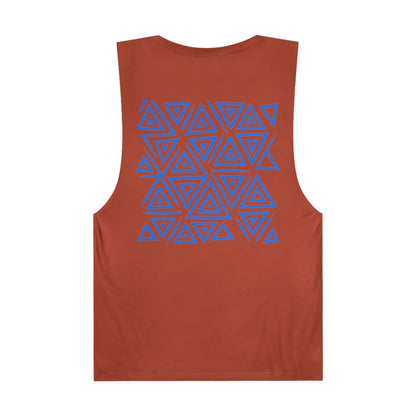 FULOVEK - Unisex Barnard Geometric Tribal BLUE Tank Top | Casual Summer Wear, Beach Attire, Workout Shirt, Graphic Tee, Gift for Friends