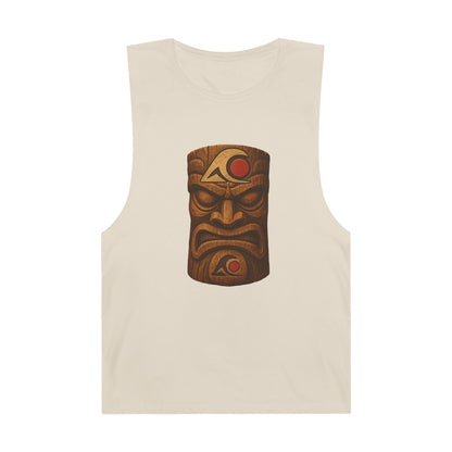 Unisex Tiki Tank Top, Summer Casual Wear, Tropical Vacation Shirt, Beach Party Attire, Outdoor Festival Clothing