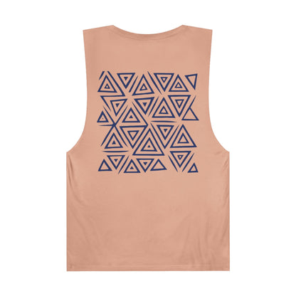 FULOVEK - Unisex Barnard Geometric Tribal DARK BLUE Tank Top | Casual Summer Wear, Beach Attire, Workout Shirt, Graphic Tee, Gift for Friends