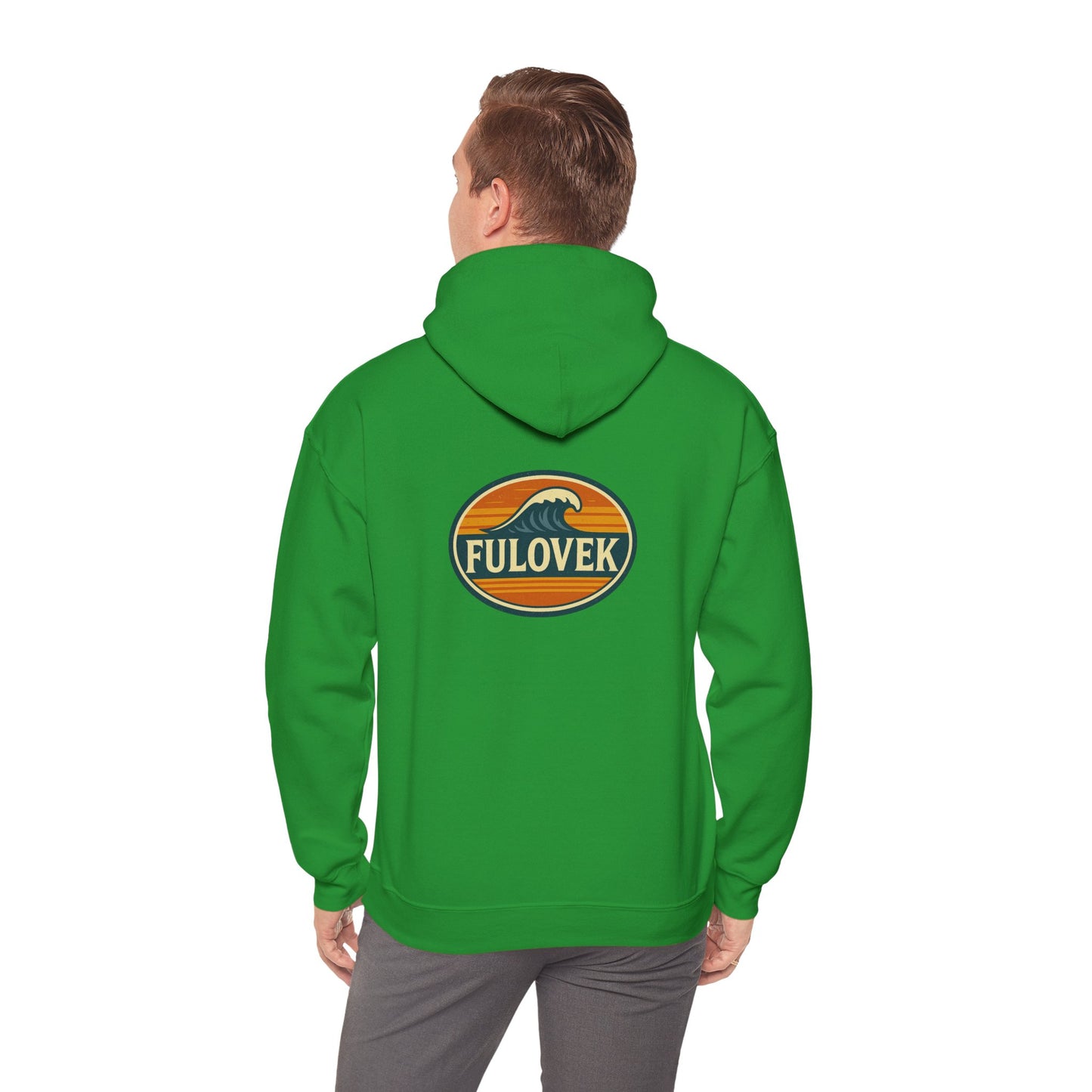 FULOVEK - Vintage Wave Logo Unisex Hoodie, Cozy Gift for Friends, Surf Culture Apparel, Casual Streetwear, Perfect for All Seasons